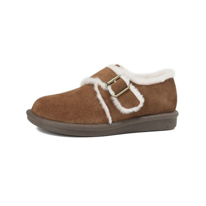 Platform Fleece-Lined Buckled Slip-Ons