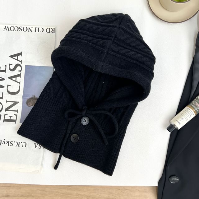 Knit Gloves Plain Set Balaclava /