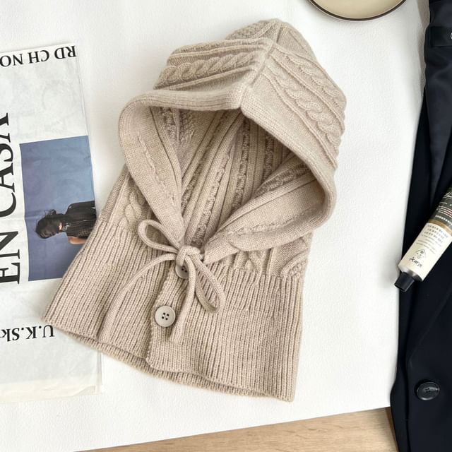 Knit Gloves Plain Set Balaclava /