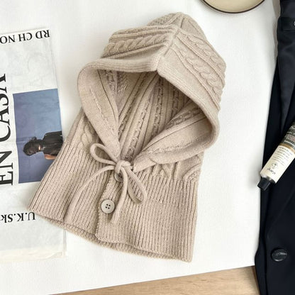 Knit Gloves Plain Set Balaclava /