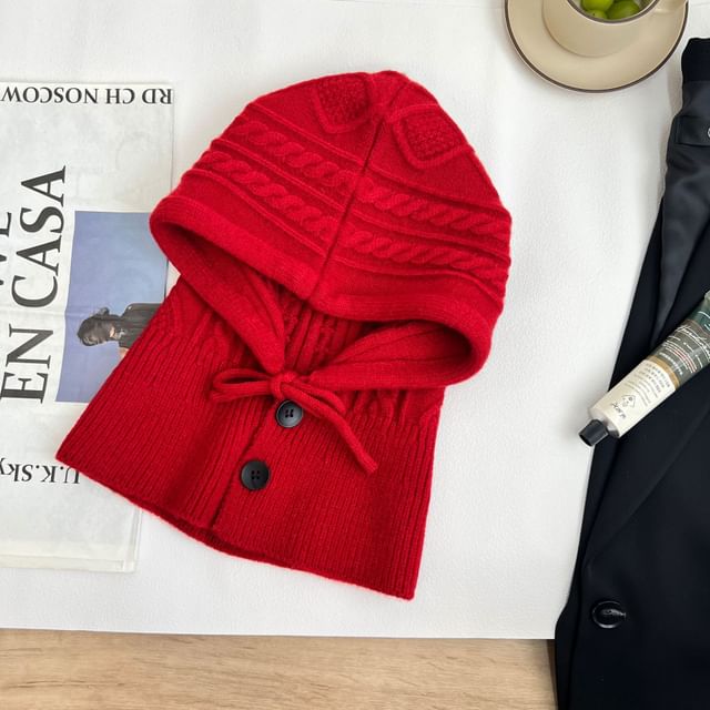 Knit Gloves Plain Set Balaclava /