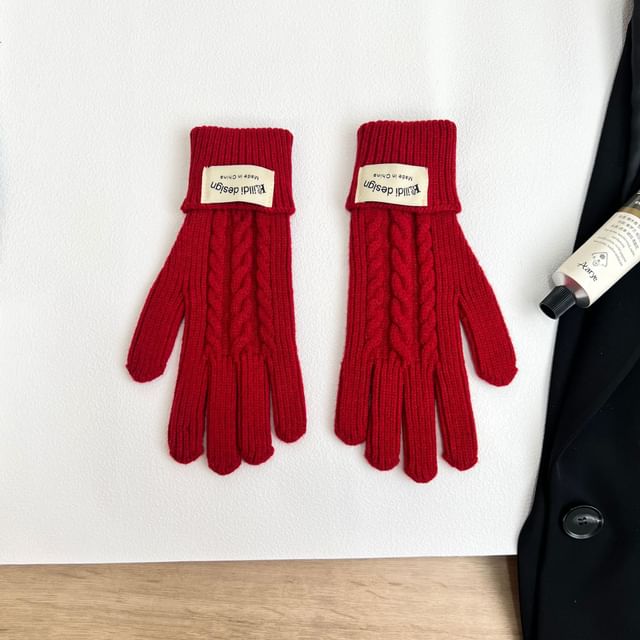 Knit Gloves Plain Set Balaclava /