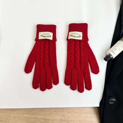 Knit Gloves Plain Set Balaclava /