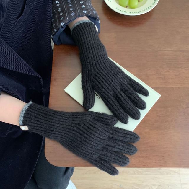 Knit Gloves Touchscreen Two-Tone