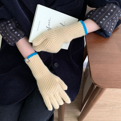 Knit Gloves Touchscreen Two-Tone