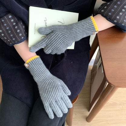 Knit Gloves Touchscreen Two-Tone
