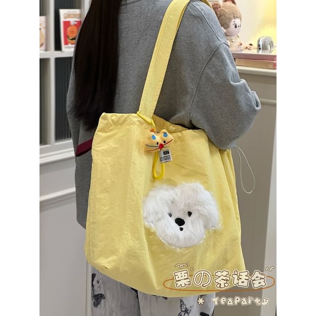 Sac fourre-tout en toile avec cordon de serrage et appliques de dessin animé