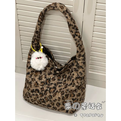 Sac fourre-tout en peluche à motif léopard