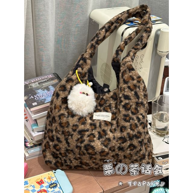 Sac fourre-tout en peluche à motif léopard
