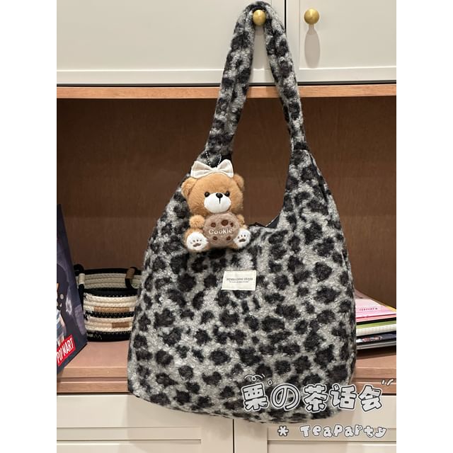 Sac fourre-tout en peluche à motif léopard