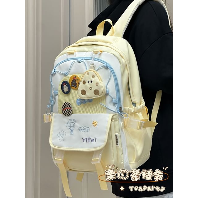 Cartoon Embroidered Tote Bag / Zip Backpack