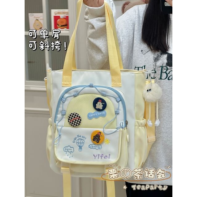 Cartoon Embroidered Tote Bag / Zip Backpack