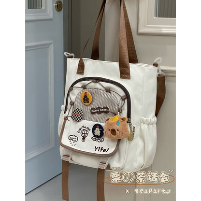 Cartoon Embroidered Tote Bag / Zip Backpack