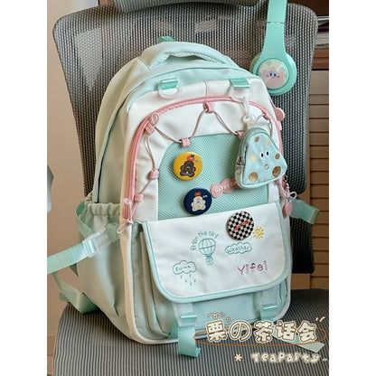 Cartoon Embroidered Tote Bag / Zip Backpack