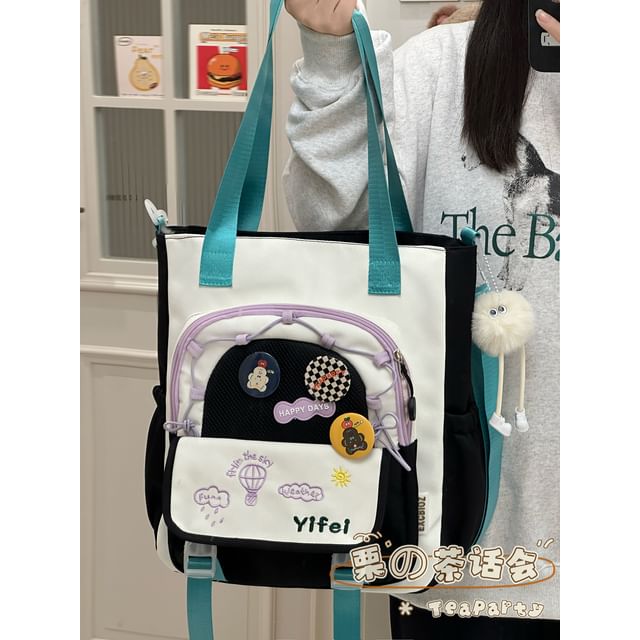 Cartoon Embroidered Tote Bag / Zip Backpack