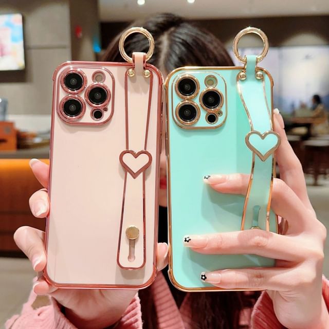Heart Phone Case With Hand Strap For iPhone 16, 16 Plus, 16 Pro, 16 Pro Max, 15, 15 Pro, 15 Pro Max, 14, 14 Plus, 14 Pro, 14 Pro Max, 13, 13 Pro, 13 Pro Max