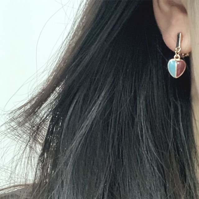 Glaze Alloy Heart Drop Earring