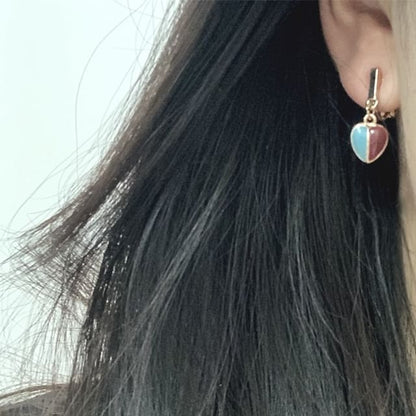 Glaze Alloy Heart Drop Earring