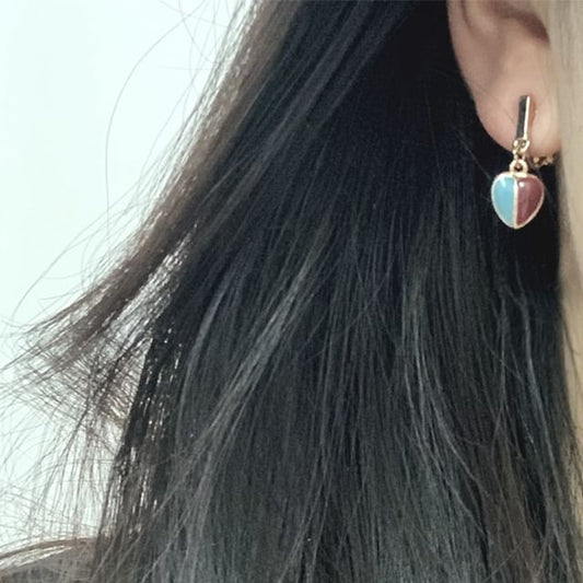 Glaze Alloy Heart Drop Earring