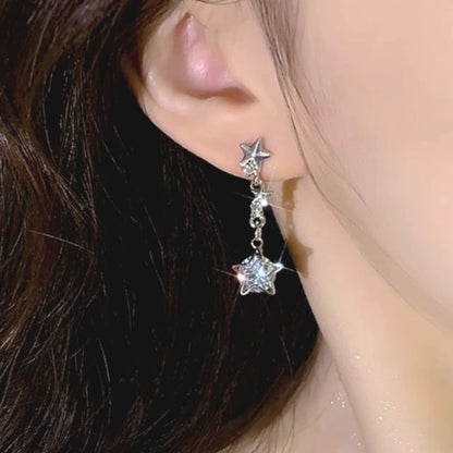 Dangle Rhinestone Earring Star Alloy