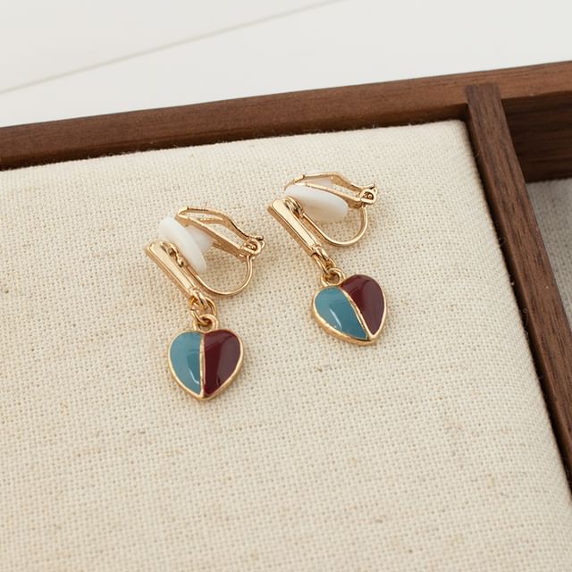 Glaze Alloy Heart Drop Earring
