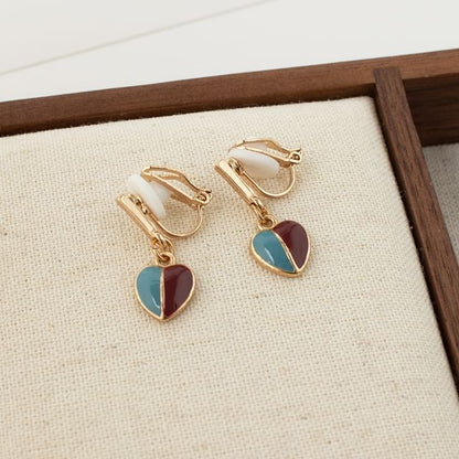 Glaze Alloy Heart Drop Earring