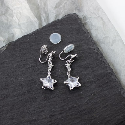 Dangle Rhinestone Earring Star Alloy