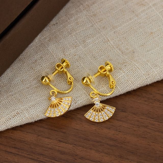 Earring Alloy Drop Rhinestone Fan