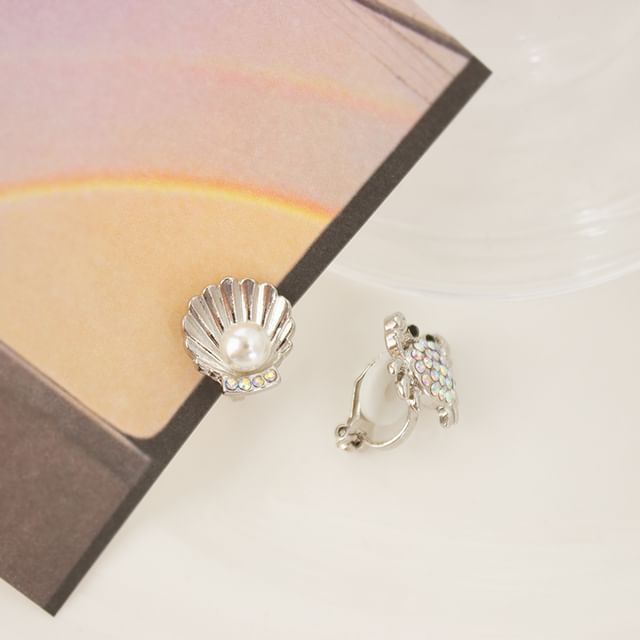 Stud / Earring Pearl Shell Faux Rhinestone Crab Alloy Starfish