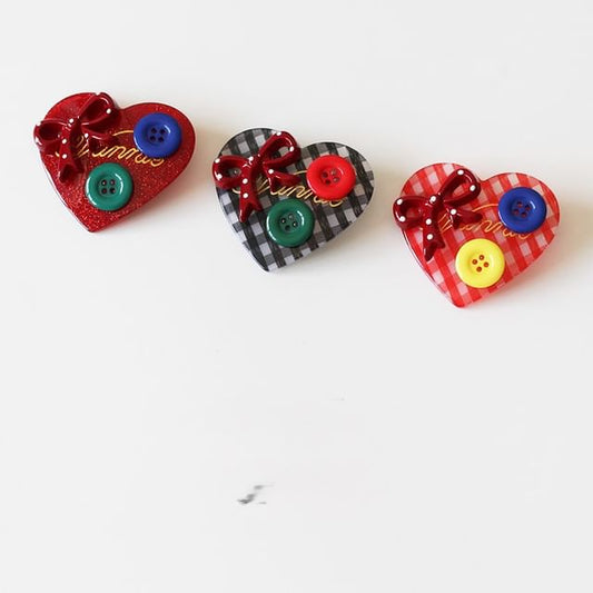 Heart Button Hair Clip