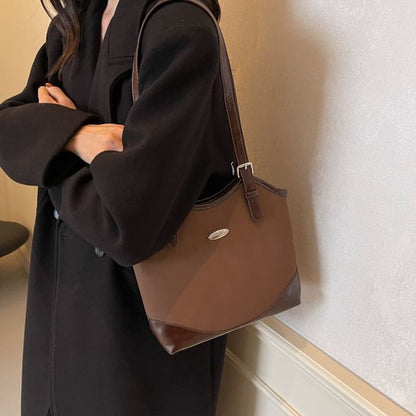 Buckled Leather Tote Bag Faux