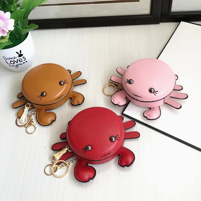 Cartoon Faux Coin Crab Purse Leather