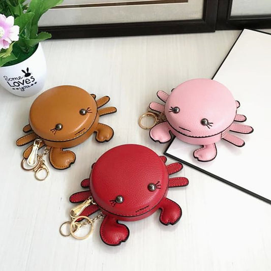 Cartoon Faux Coin Crab Purse Leather