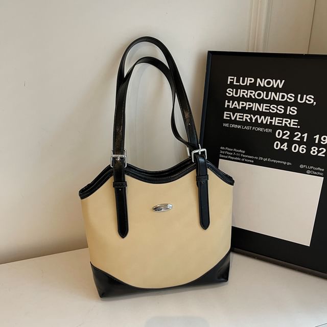 Buckled Leather Tote Bag Faux