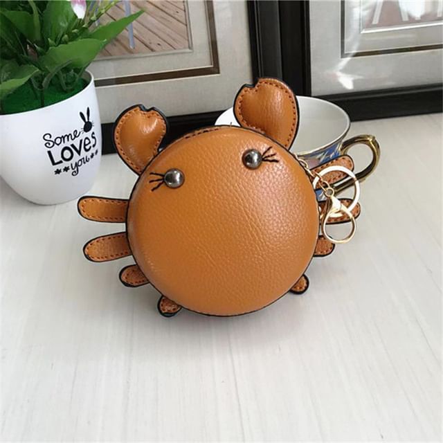 Cartoon Faux Coin Crab Purse Leather