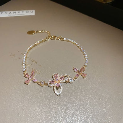 Bracelet Butterfly Floral Rhinestone