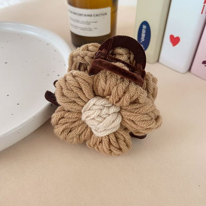 Yarn Flower Hair Claw Clip