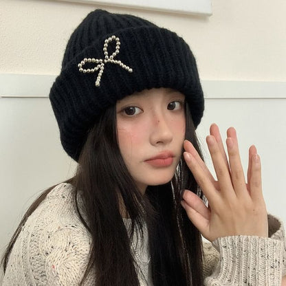 Bow Beaded Beanie