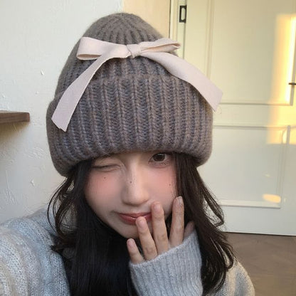 Beanie Ribbed Bow