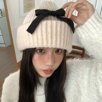 Beanie Ribbed Bow