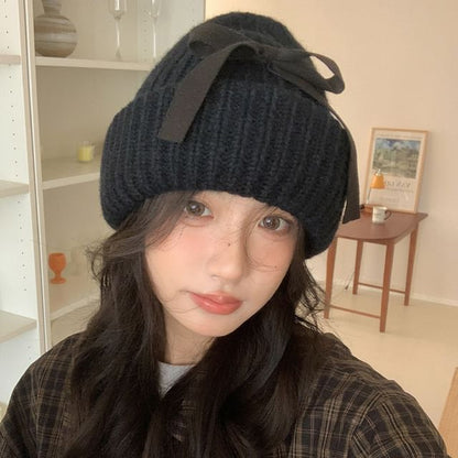 Beanie Ribbed Bow