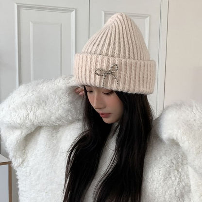 Bow Beaded Beanie