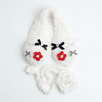 Bow Flower Crochet Earmuffs Fluffy