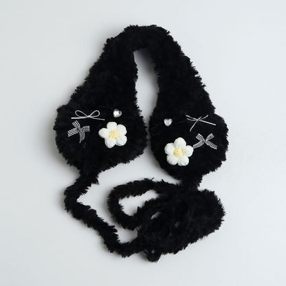 Bow Flower Crochet Earmuffs Fluffy