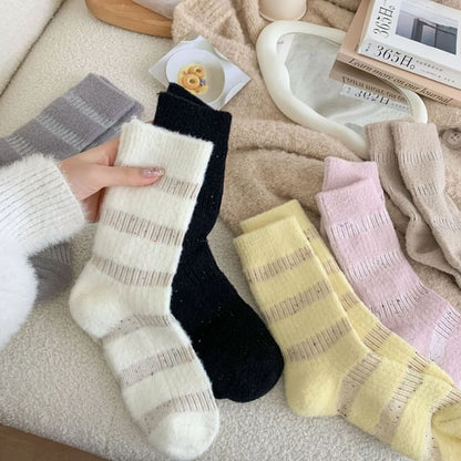 Striped Fleece Short Socks