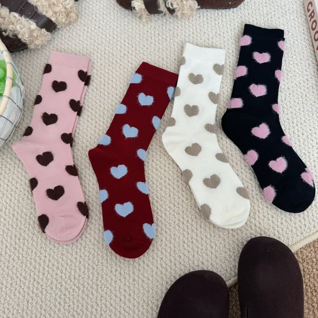 Heart Patterned Short Socks