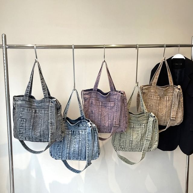 Sac bandoulière en denim délavé