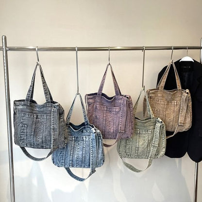 Sac bandoulière en denim délavé