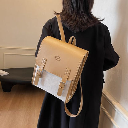 Tone Buckled Backpack Two Flap