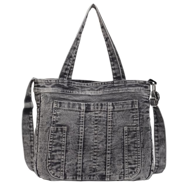 Sac bandoulière en denim délavé